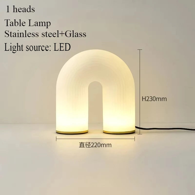 Modern Creative U-Shaped White Glass LED Lighting