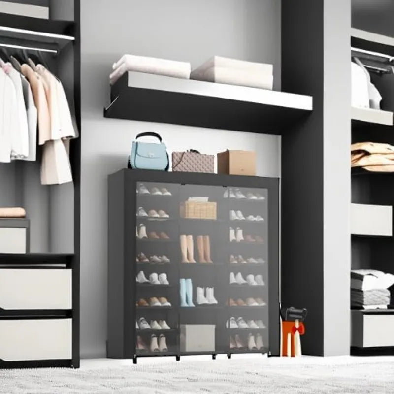 9-Tier Large Tall Shoe Rack with Covers 40-46 Pairs