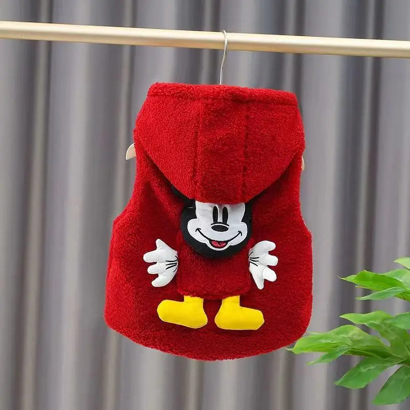 Children's Mickey Mouse Cartoon Warm Cotton Hooded Vest