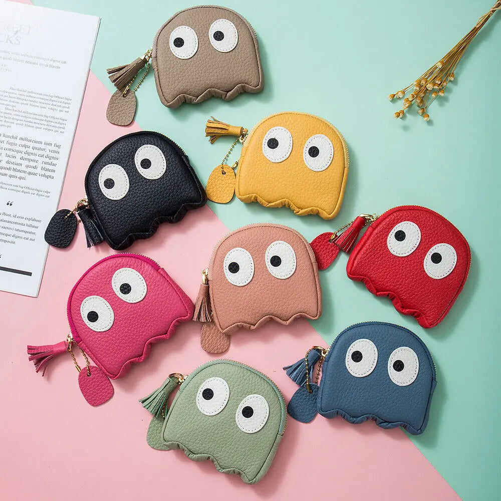 Cute Cartoon Genuine Leather Mini Coin Purse with Keychain