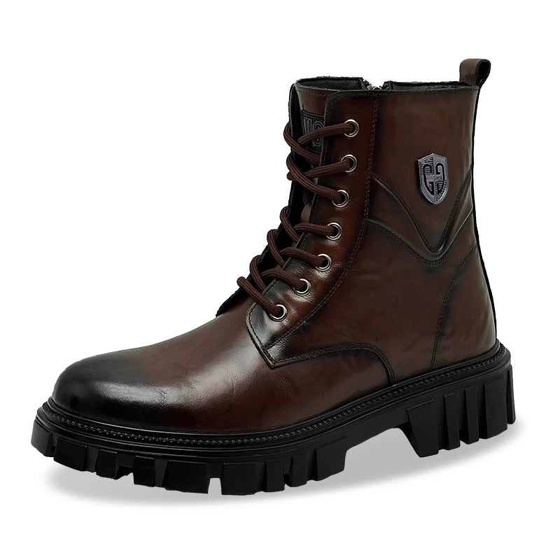Genuine Leather High Top Classic Black Brown Boots