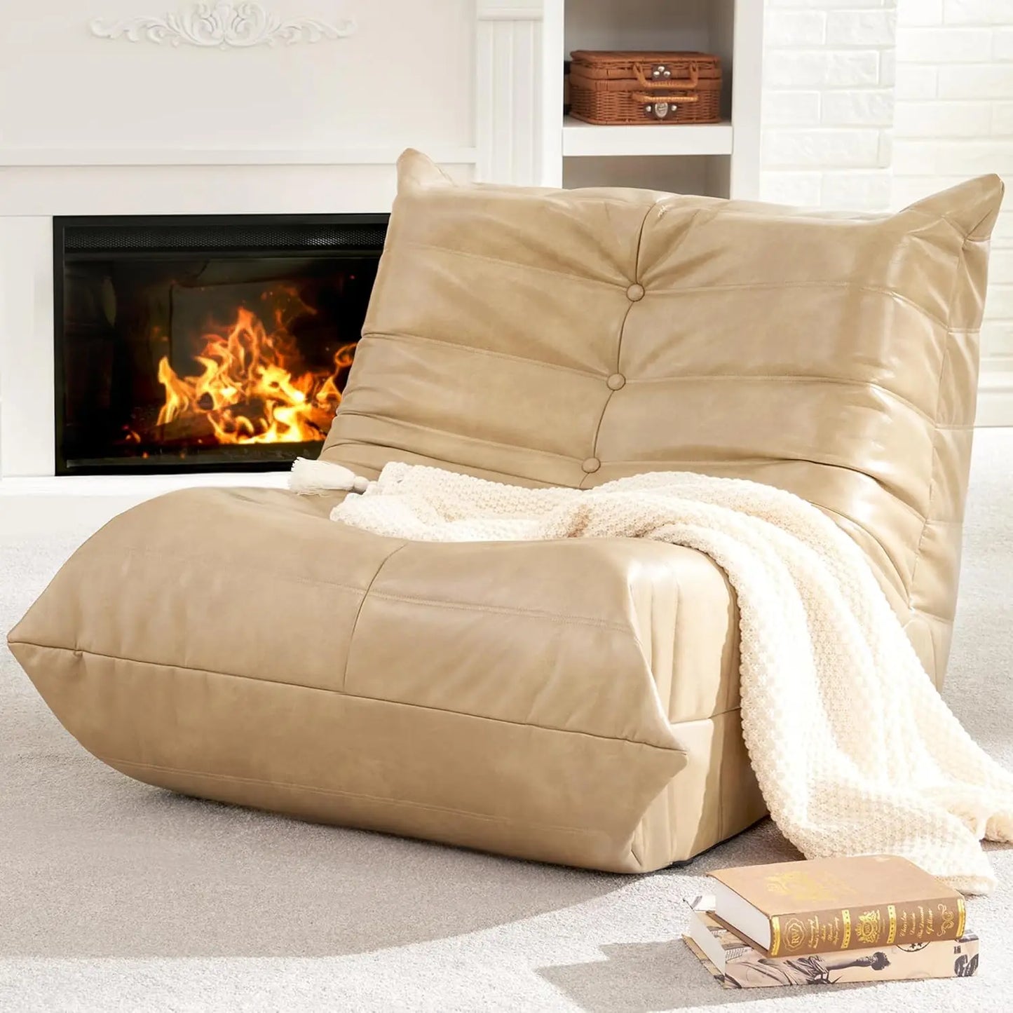 Giant Bean Bag Sofa Memory Foam Faux Leather