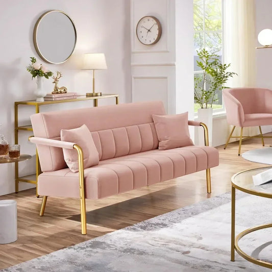 56.5" W Modern Loveseat 2 Seater Studio Pink