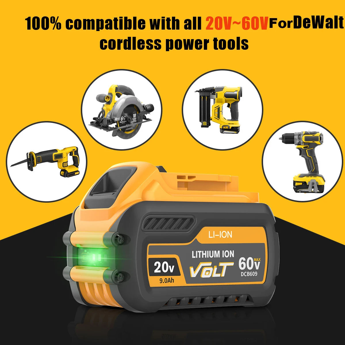 Flexvolt For Dewalt Power Tool Battery