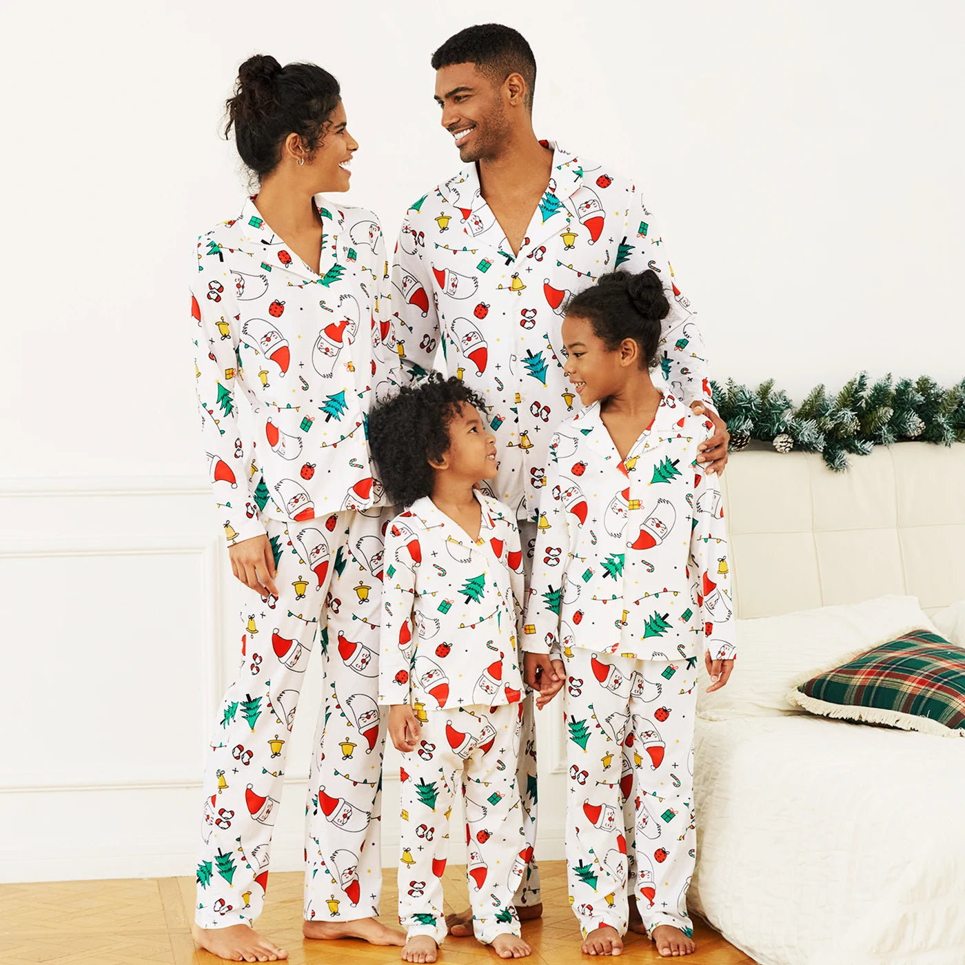 Christmas Family Matching Colorful Festival Theme Print Long Sleeve