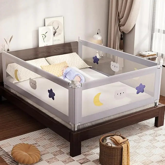 Bed Rail for Toddlers - (3 Pack) Toddler Bed Rails with Double Child Lock