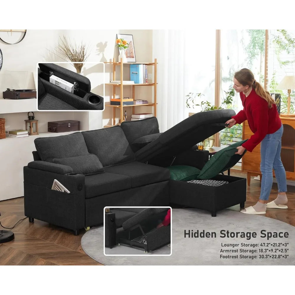 Pull Out Modular Sofa Bed Convertible Living Room Furniture