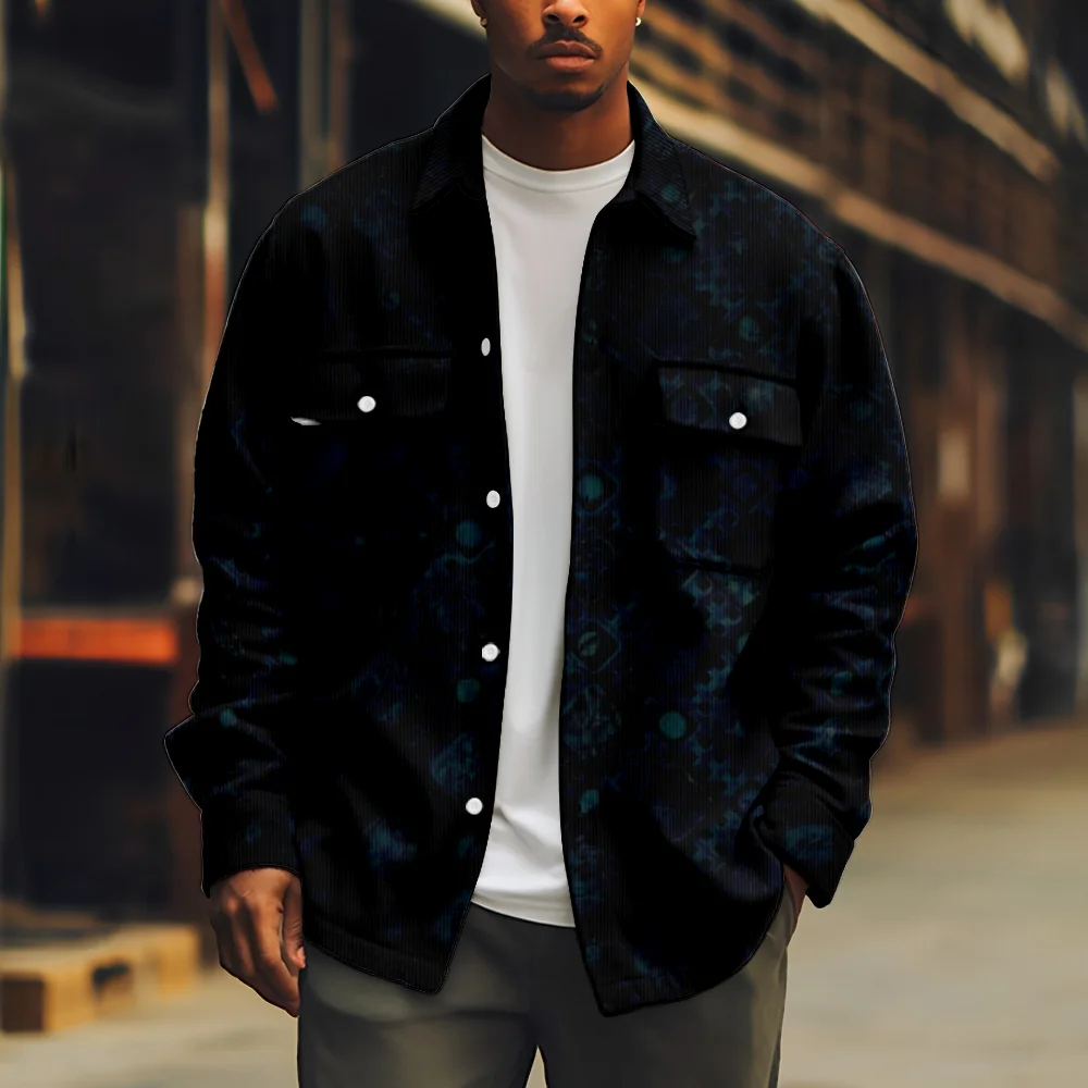 Fashion Printed Jacket Casual Mens Autumn Winter