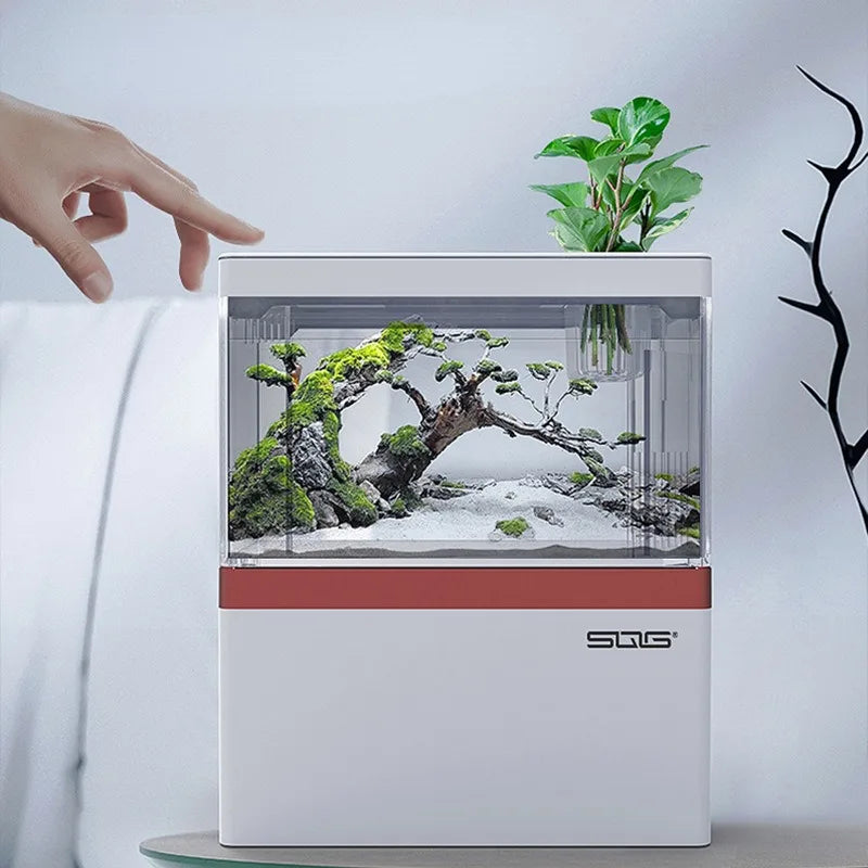 mini fish tank self circulating charging filter desktop