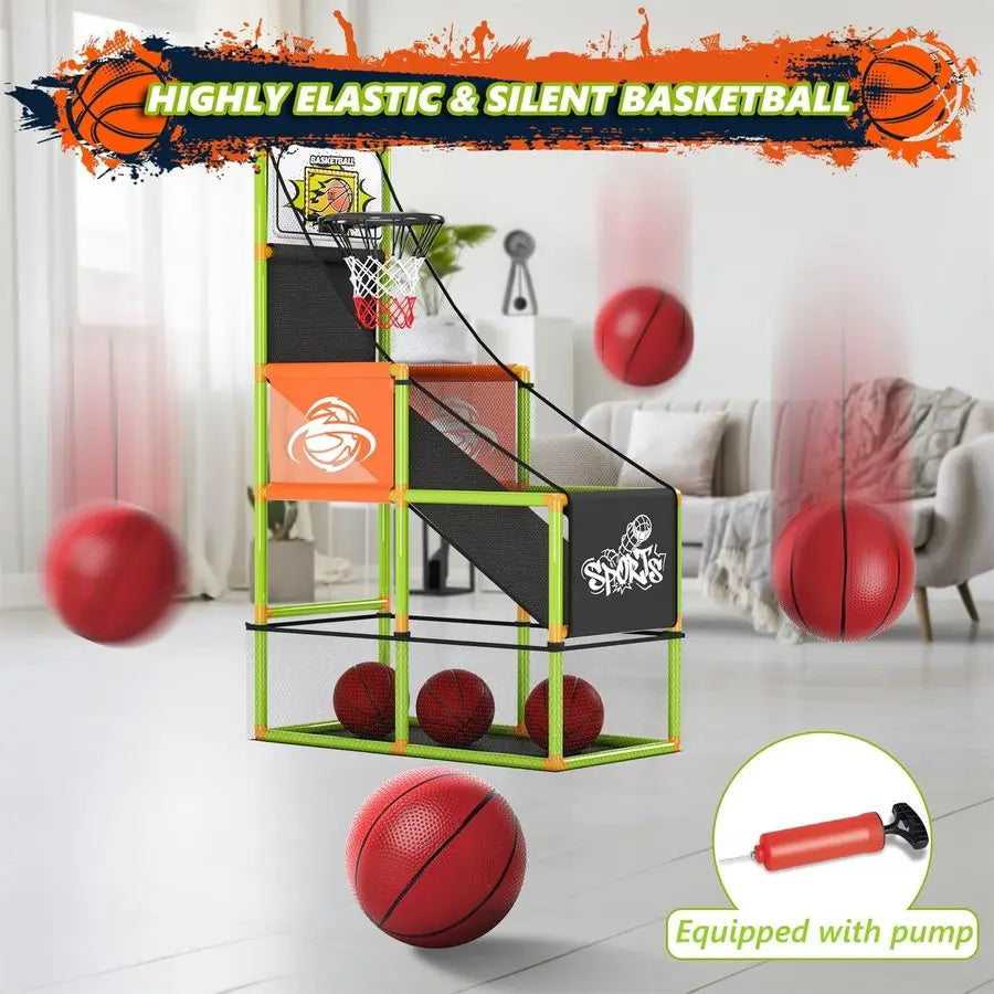 Basketball Game Set with Electronic Scoreboard and LED Lights