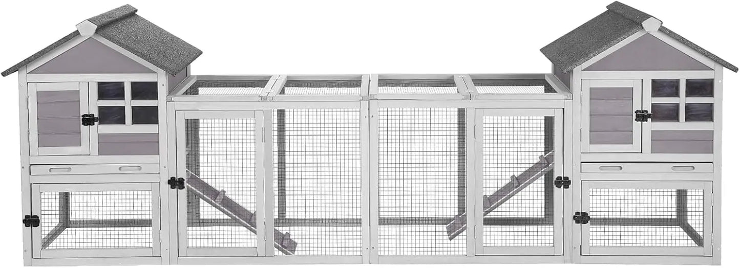 51.6''L Rabbit Hutch Outdoor Chicken Coop Pull Out Upper Tray