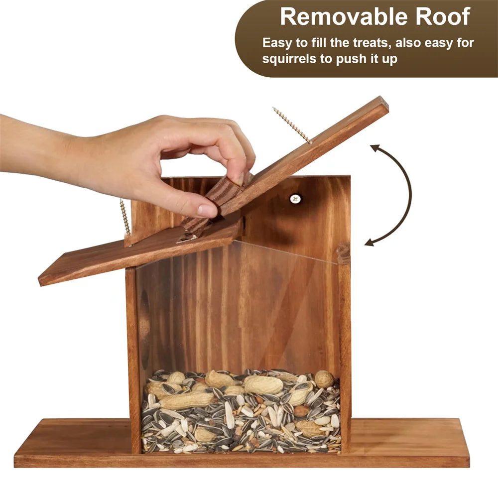 Garden Tree Squirrel Feeder Wood House