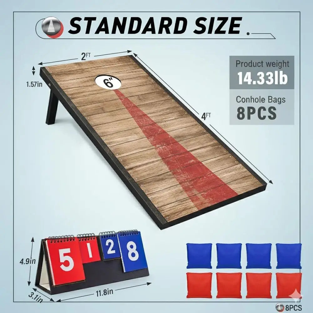 4x2 Ft Cornhole Boards with 8 All-Weather Bean Bags and Carrying Case