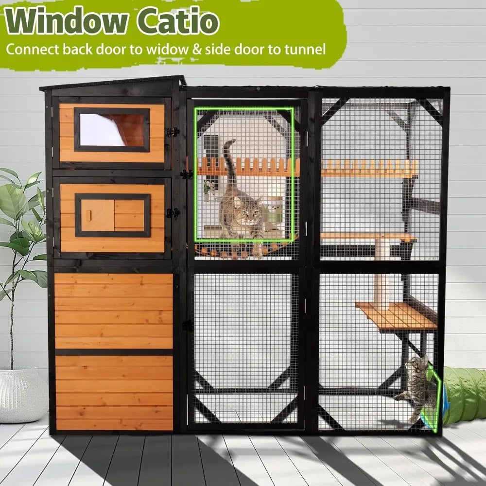 Catio Outdoor Large 4 Tiers Wood Cat House