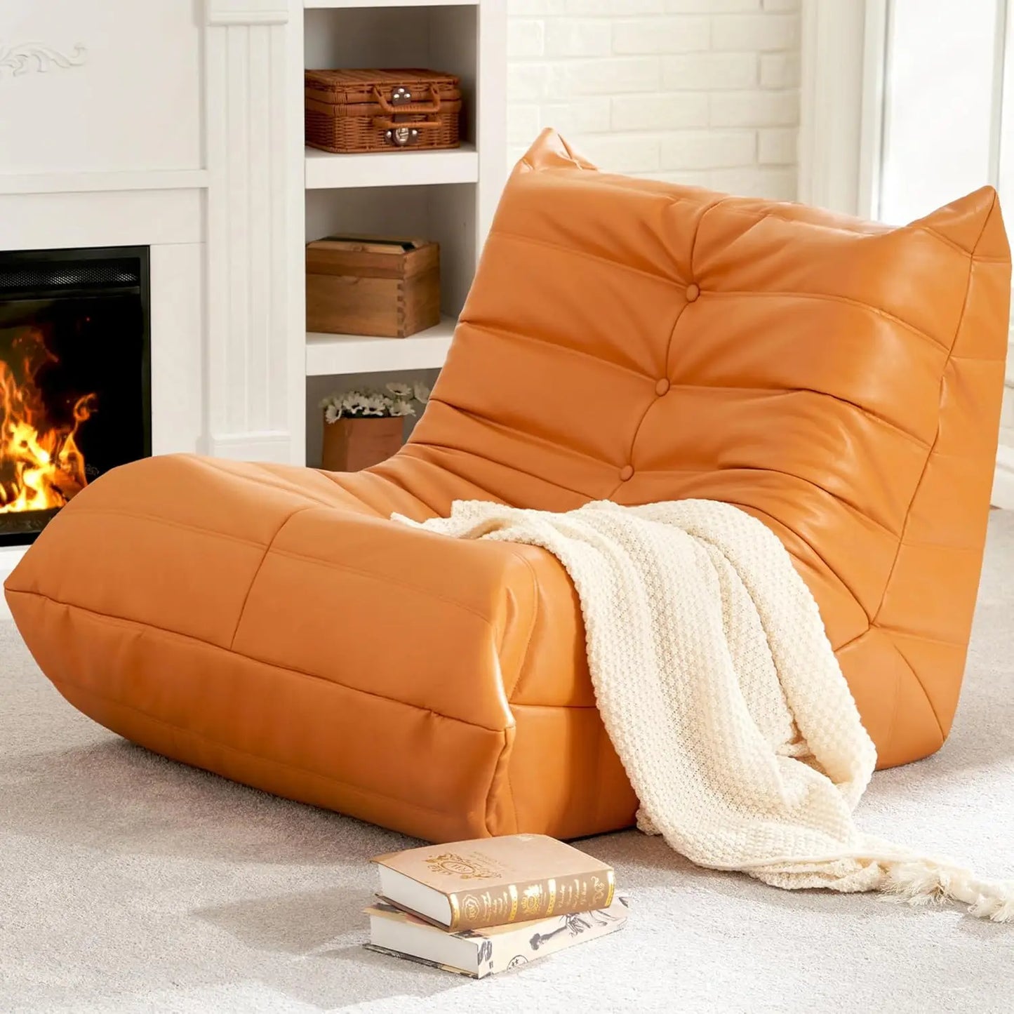 Giant Bean Bag Sofa Memory Foam Faux Leather