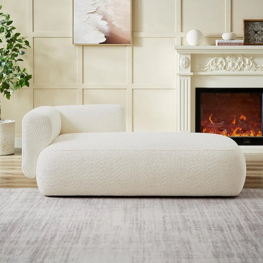 Upholstered Chaise Lounge Boucle Fabric