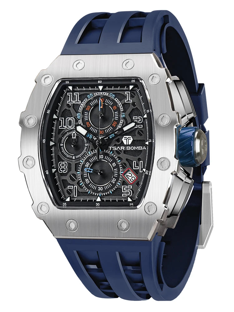 Waterproof Quartz Chronograph Rectangle Wristwatch