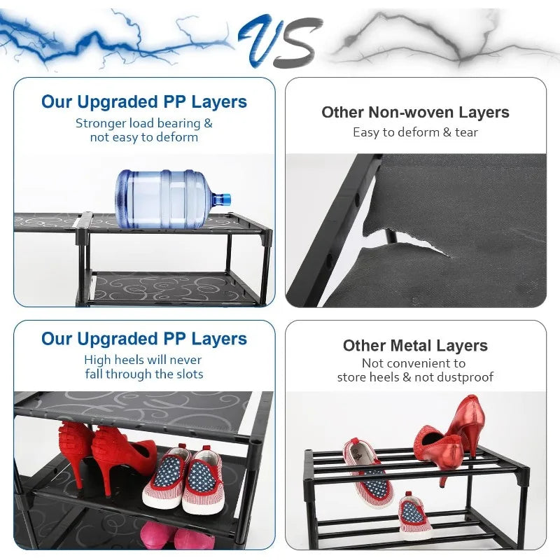 9-Tier Large Tall Shoe Rack with Covers 40-46 Pairs