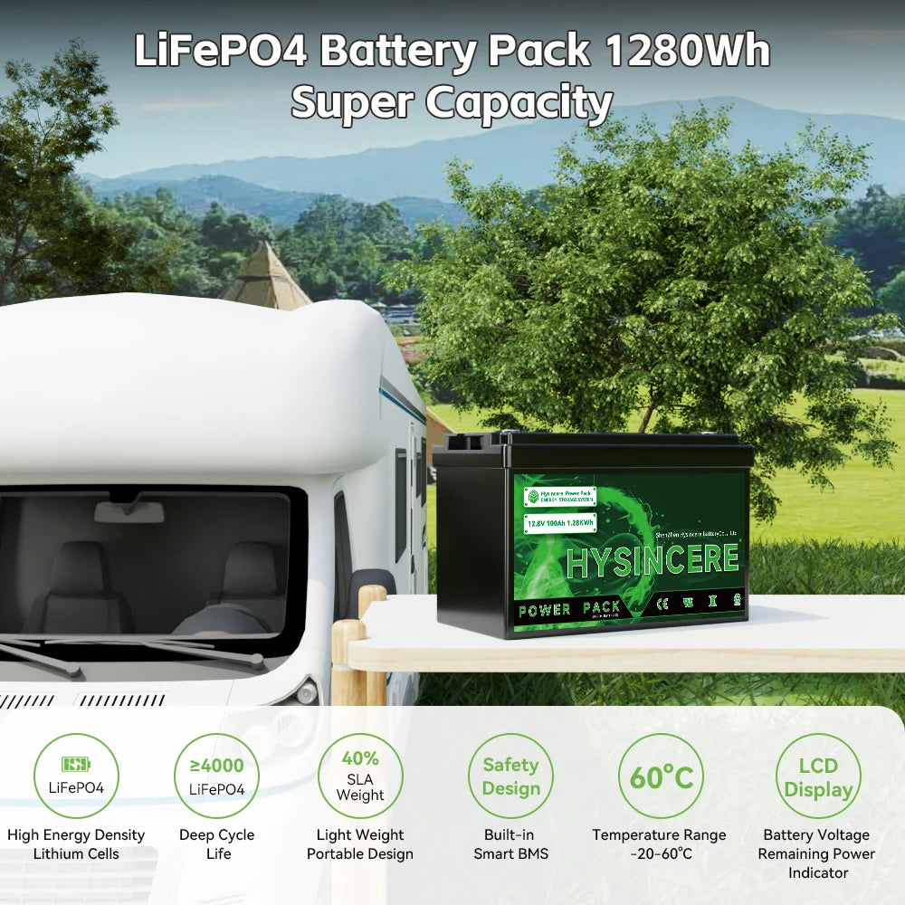 LiFePo4 Battery 12V 100AH Pack Lithium Iron Phosphate Batteries