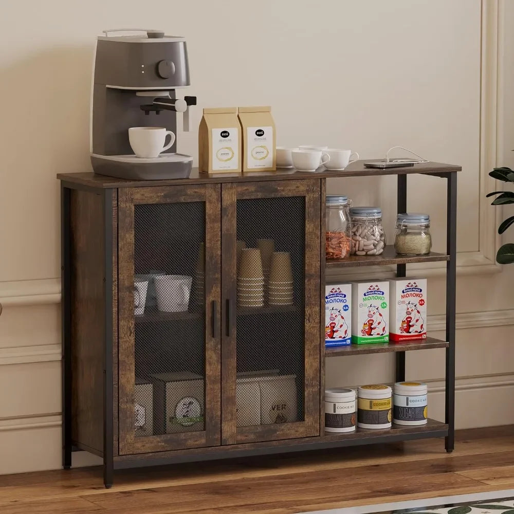 LED Farmhouse Coffee Bar Cabinet