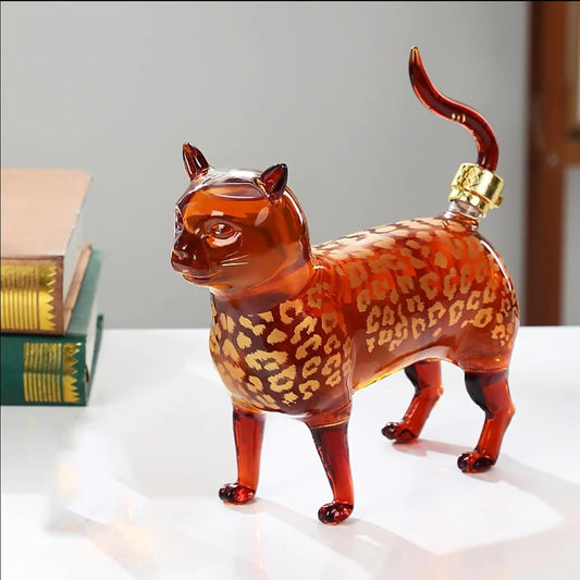 1000ml Cat Whiskey Decanter Hand-Blown Leakproof