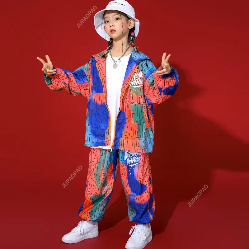 K pop Hip Hop Zip Up Letters Print Hoodie Jacket Top Streetwear