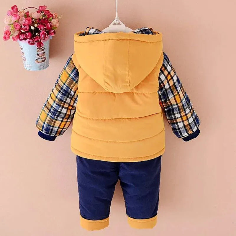 New boys clothing suit set warm down jacket+pants long sleeve coat 0-4 years