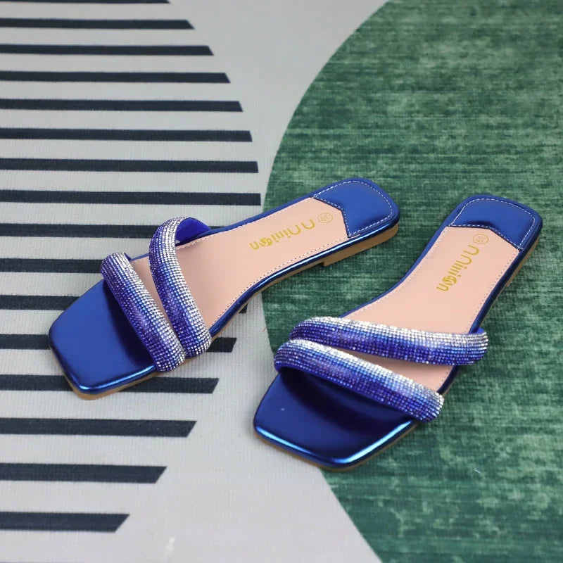 Rhinestones Belt Comfort Beach Ladies Slipper