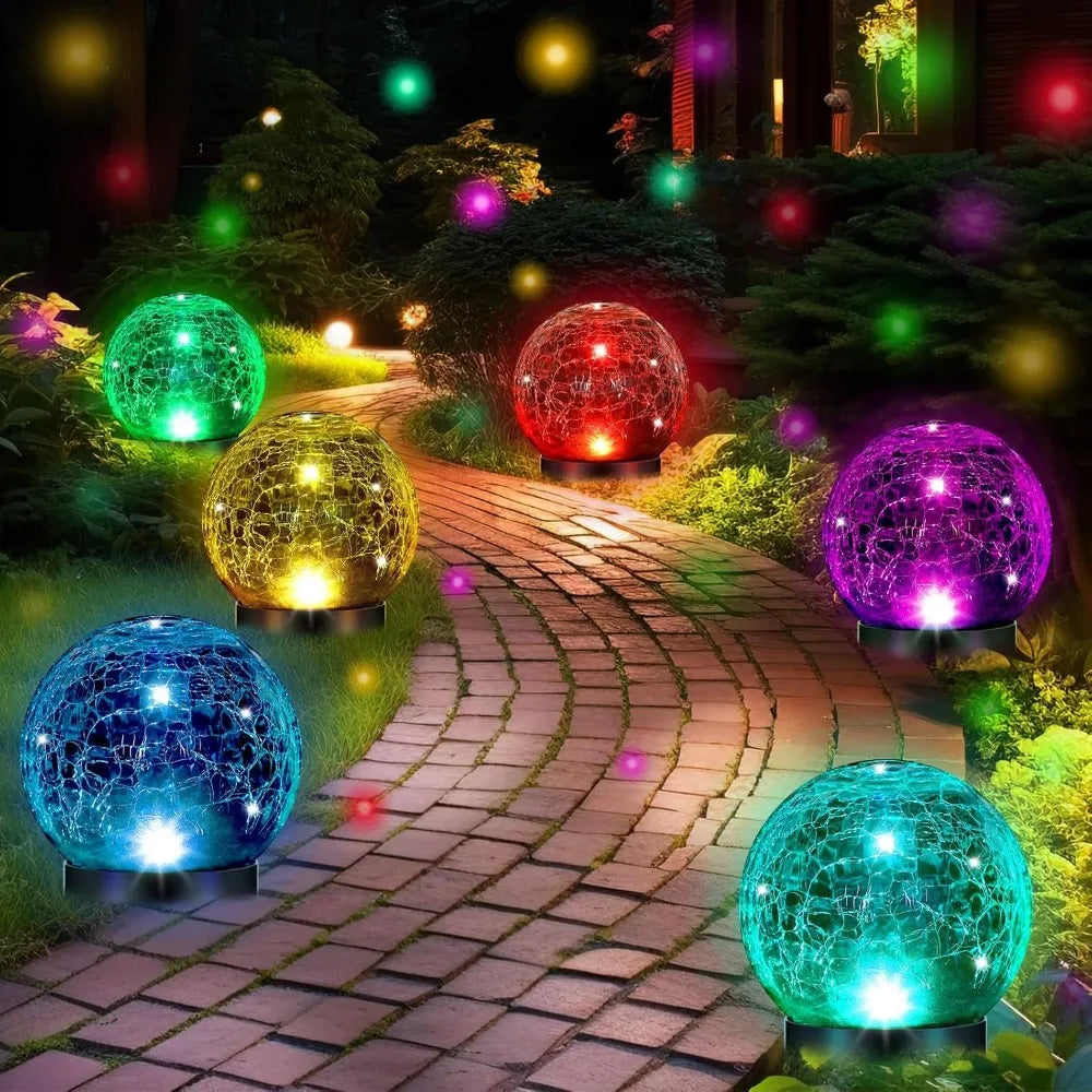 6 Pcs Extra Large Solar Globe Lights Outdoor Multi-Color