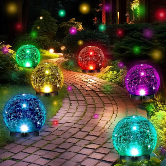 6 Pcs Extra Large Solar Globe Lights Outdoor Multi-Color