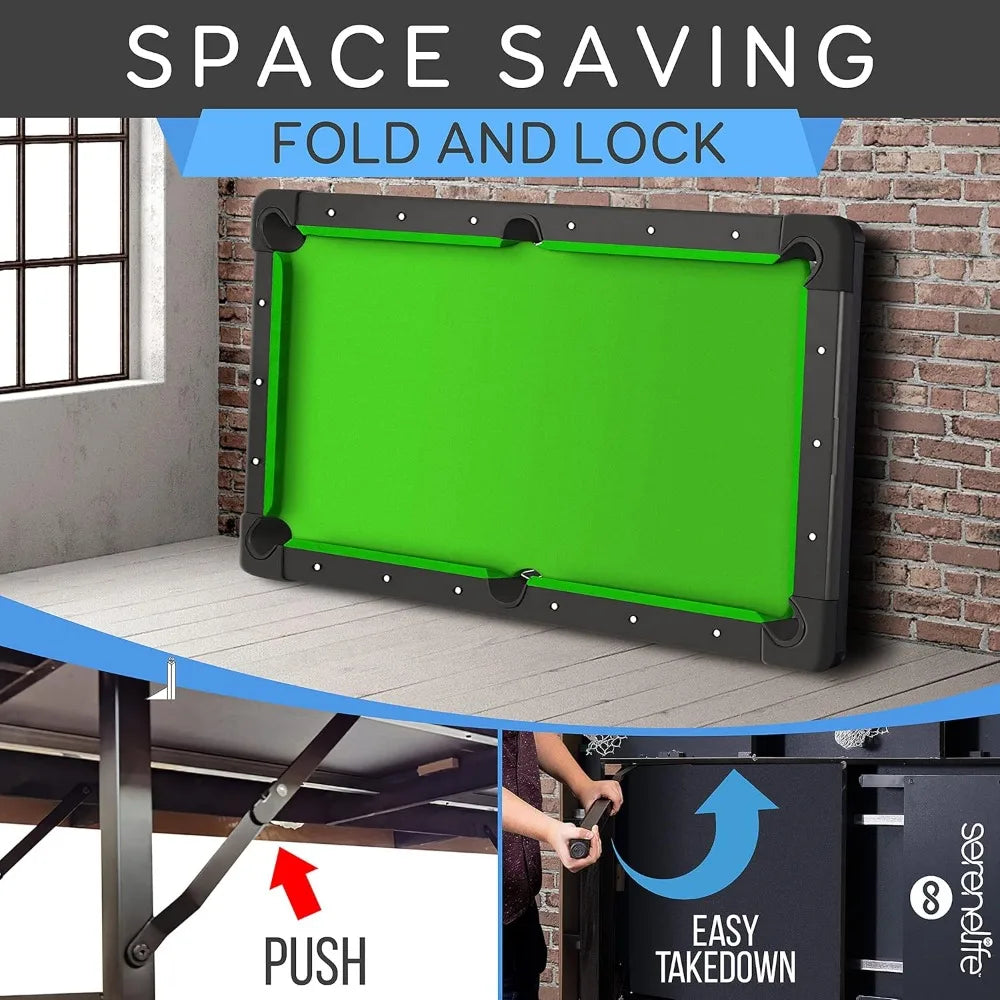 6-Ft Folding Pool Table with Safety Anti Collapse Locks