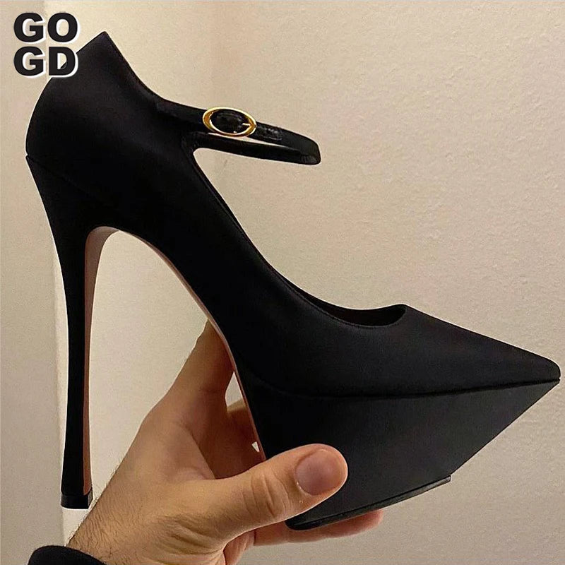 Platform Pumps New Design Luxury Thin Pointed Toe High Heels