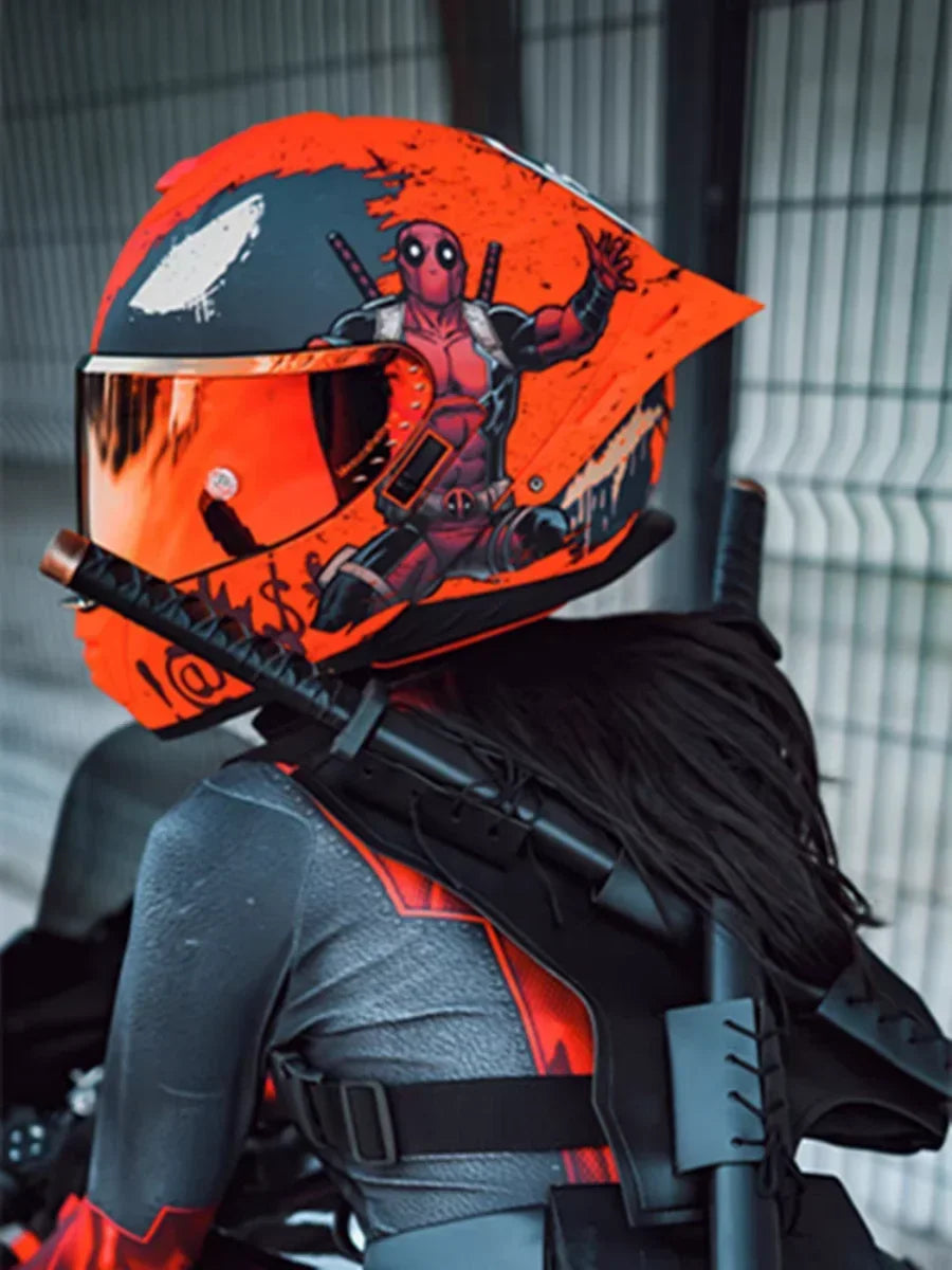 Marvel Motorcycle Helmet Deadpool Iron Man Spiderman Full Face