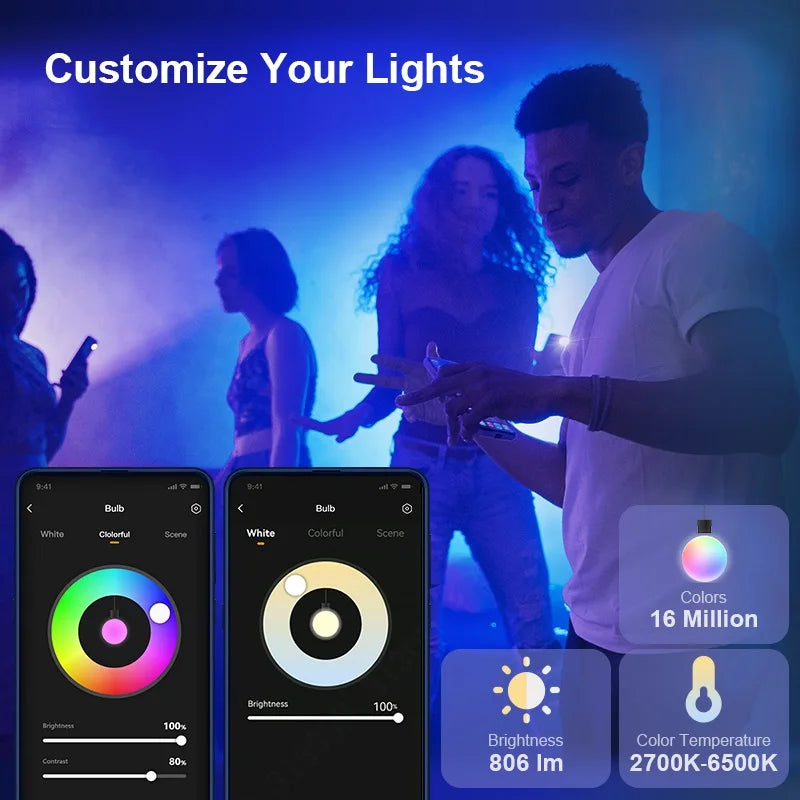 Multicolor Smart Light Bulb APP Remote Control with Alexa