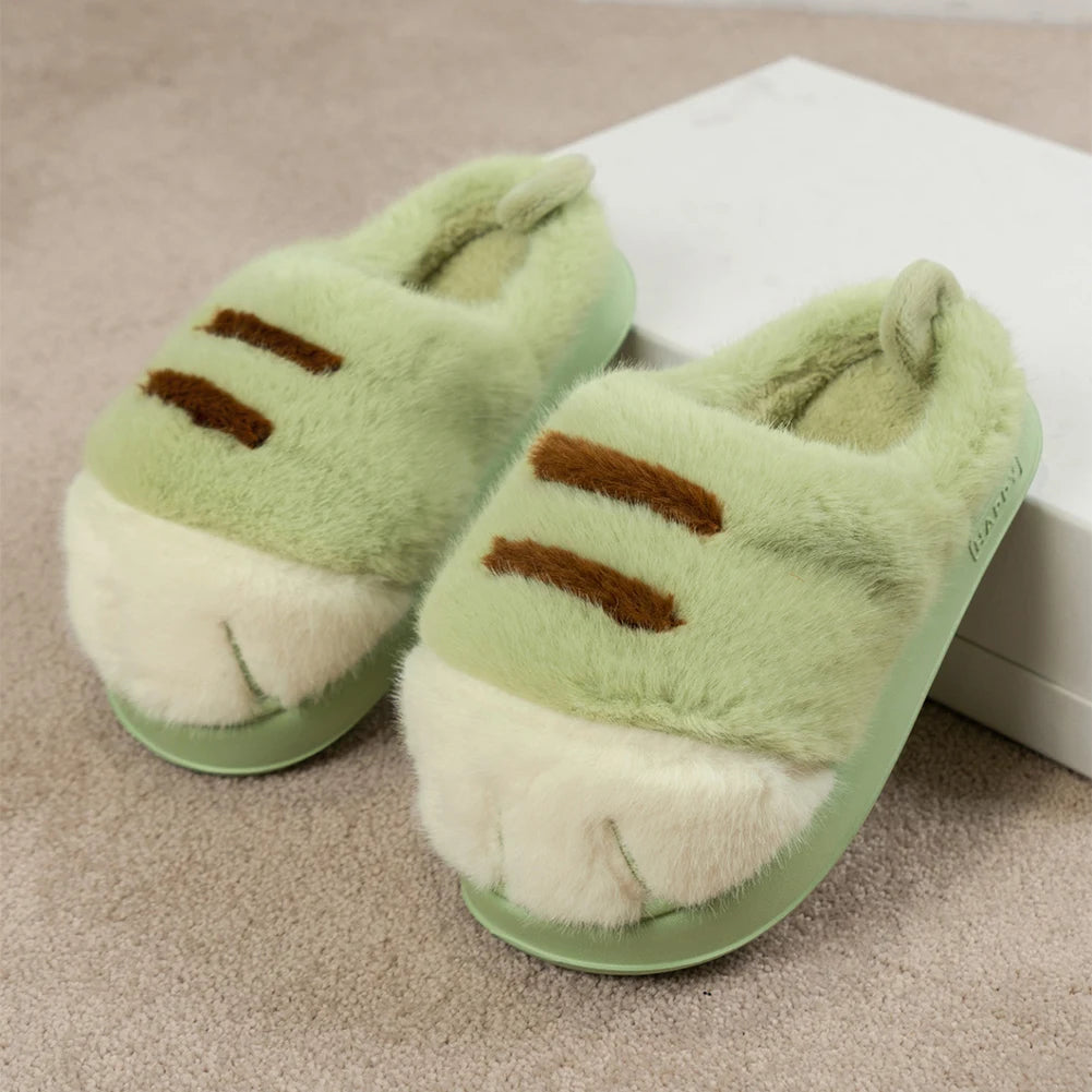 Cat Paw Plush Slip-on House Shoes