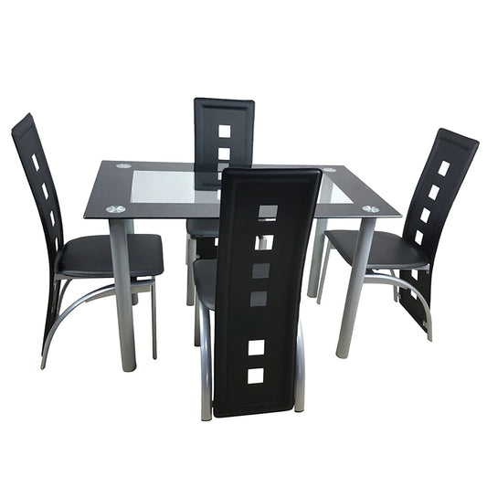 5 Pieces Dining Table Set for 4, Kitchen Room Tempered Glass