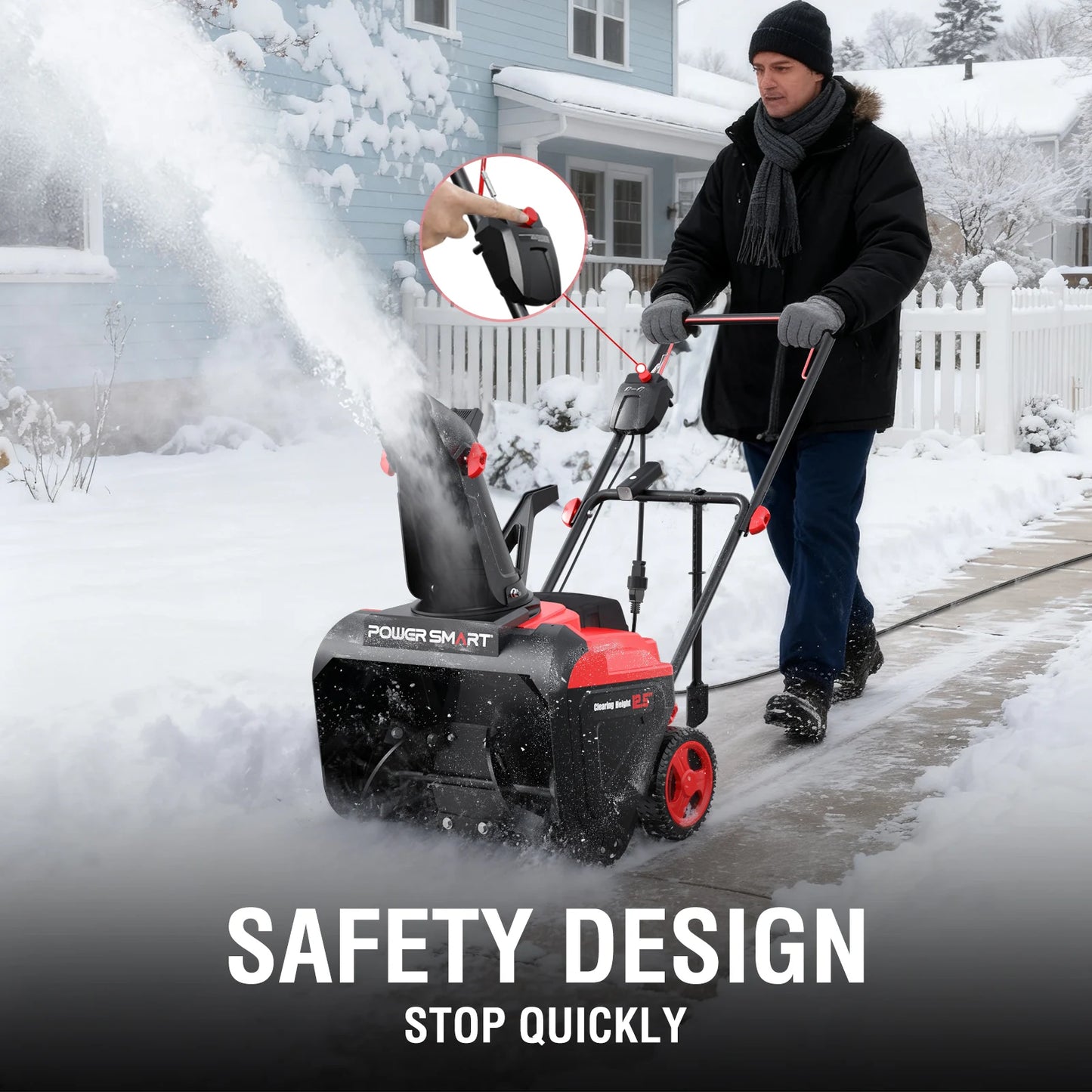 21" Snow Blower with 180° Chute 30ft Throw Distance