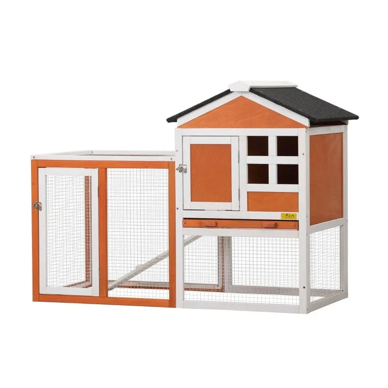 US Wooden Rabbit Hutch Cage House Habitat Animal Pet Chicken Coop Outdoor Indoor Roof Waterproof Bunny Hutch Rabbit Cage Guinea