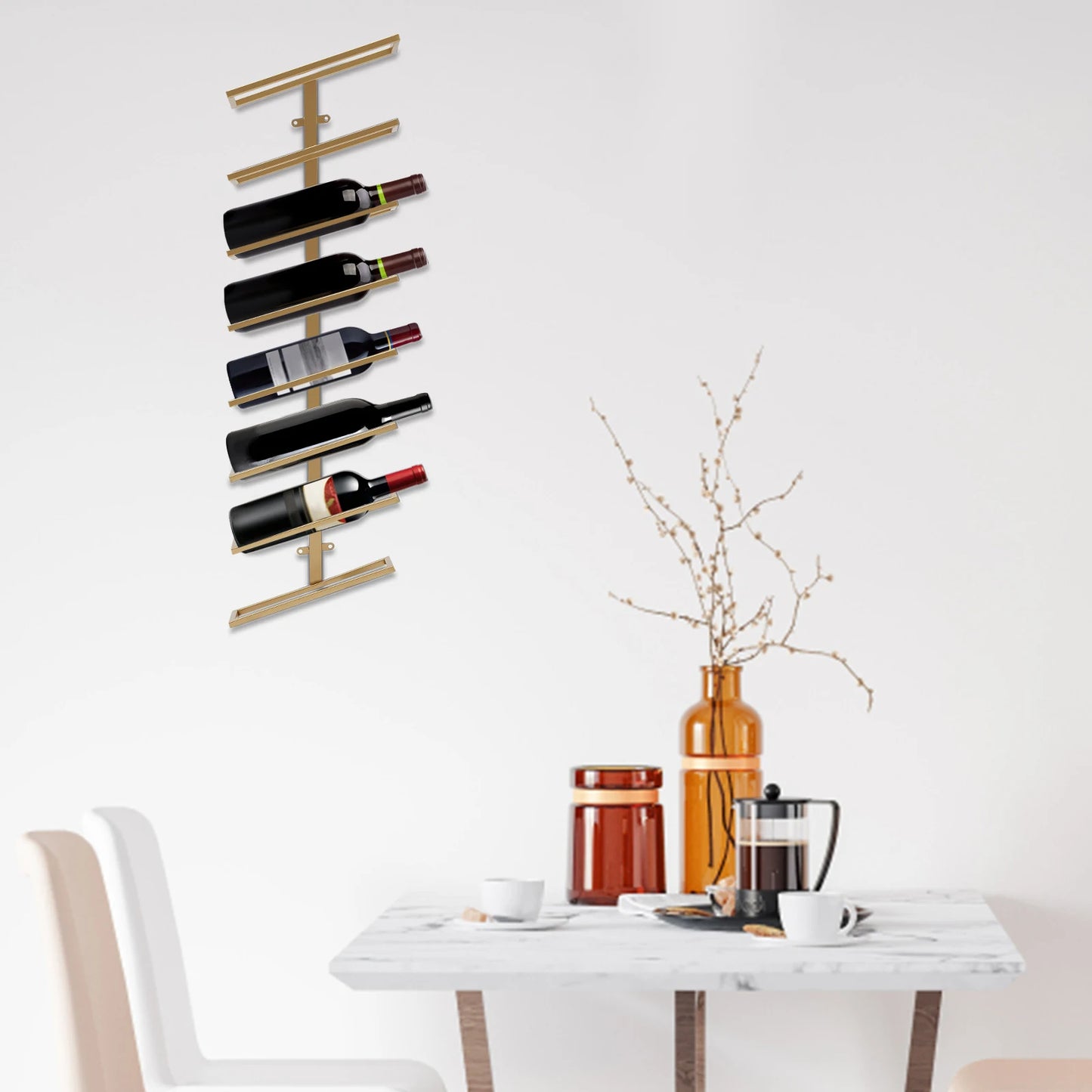 Wall Mounted Metal Wine Bottle Display Shelf 8 Bottles