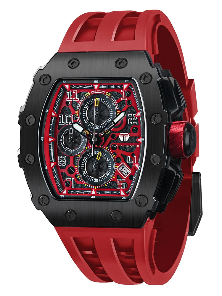Waterproof Quartz Chronograph Rectangle Wristwatch
