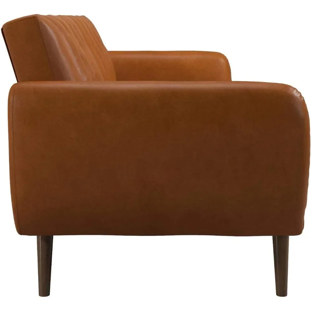 Camel Faux Leather Sofa