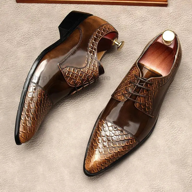 HNXC Genuine Leather Men's Oxford Handmade Dress Shoes