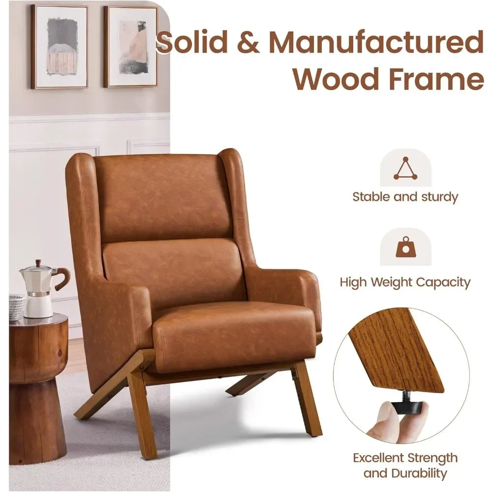Set of 2 Faux Leather Oversized Recliners with Thick Cushions