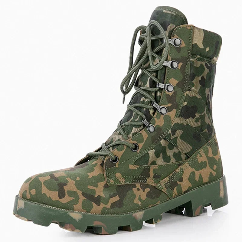 Camouflage Genuine Leather Panama Soles Tactical Combat Boots