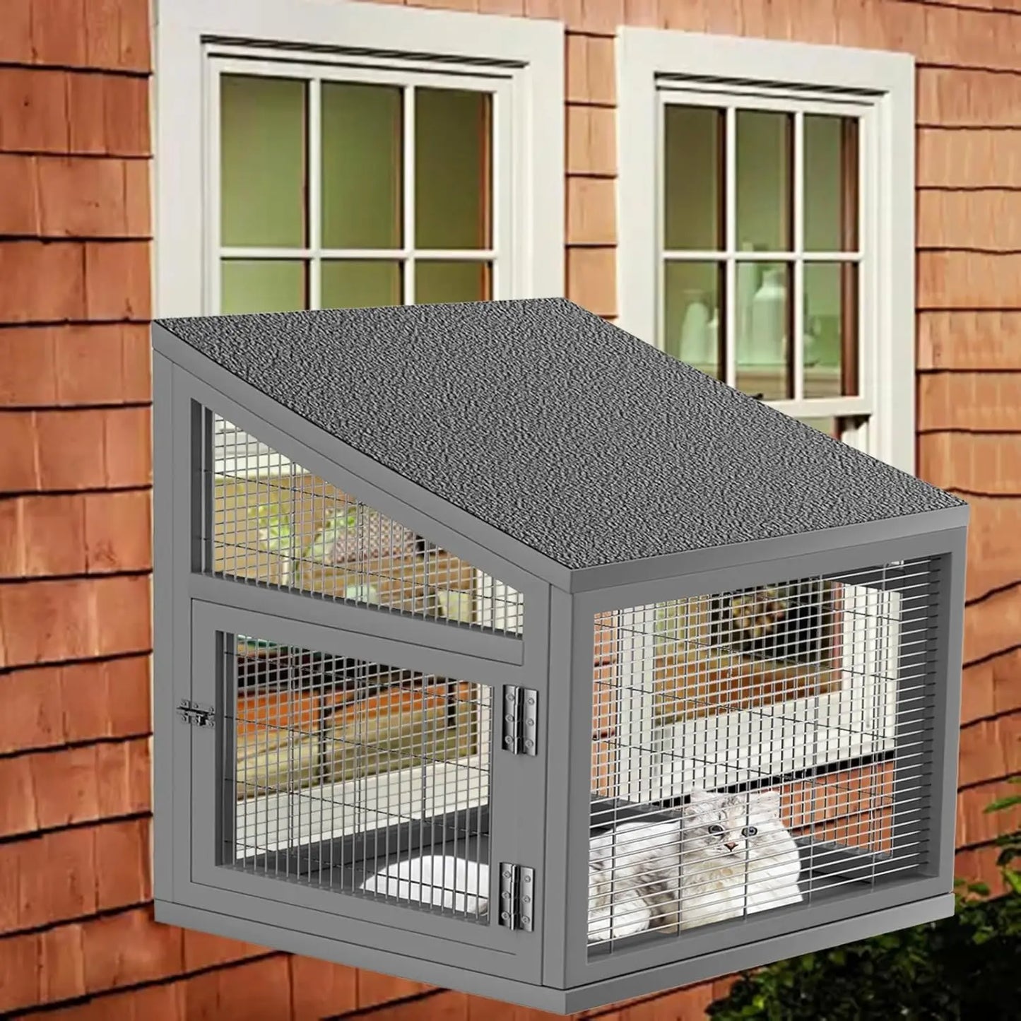 Weatherproof Wooden Window Cat House