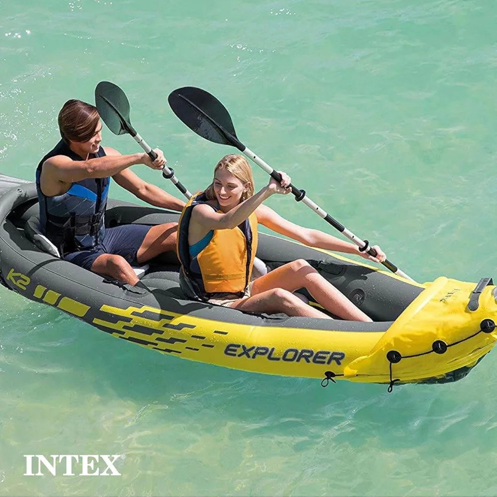 K2 Inflatable Kayak Set: Includes 86in Aluminum Oars and High-Output Pump