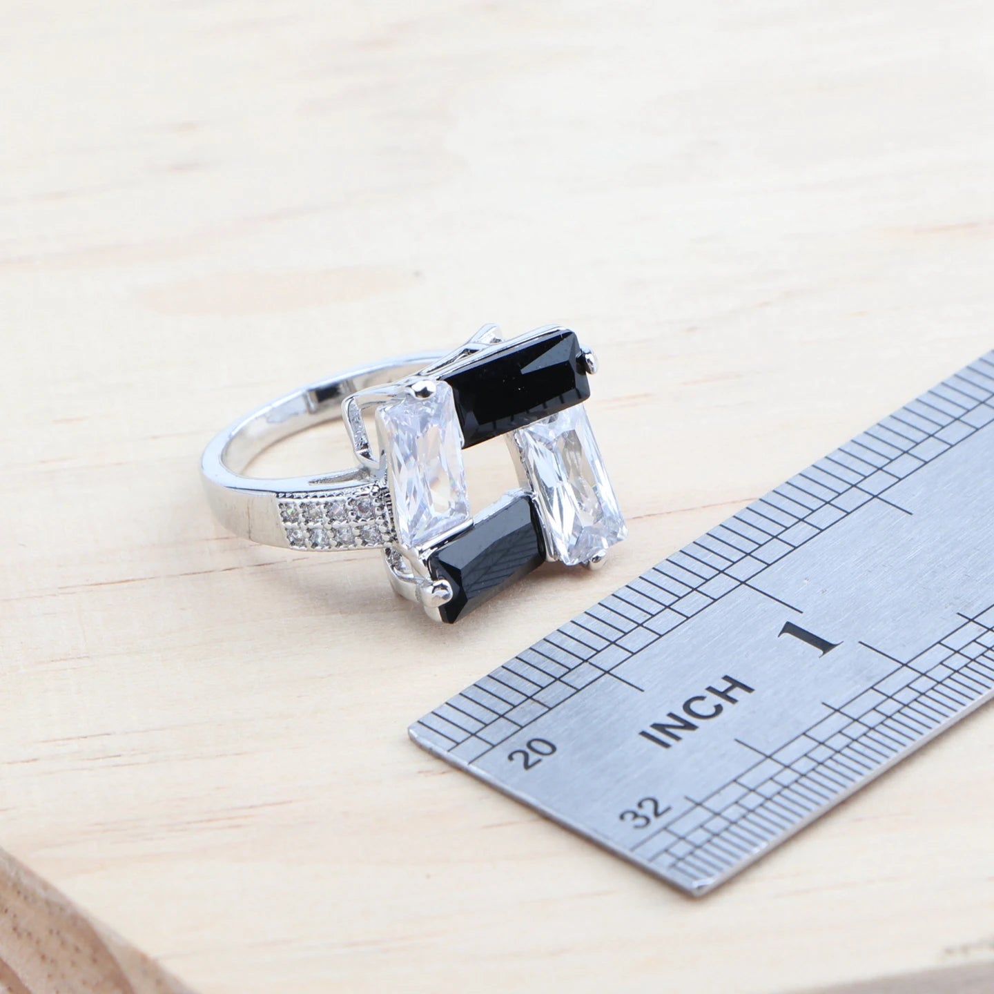 Black White Earrings Rings Pendant Necklace Stone Bracelets Set