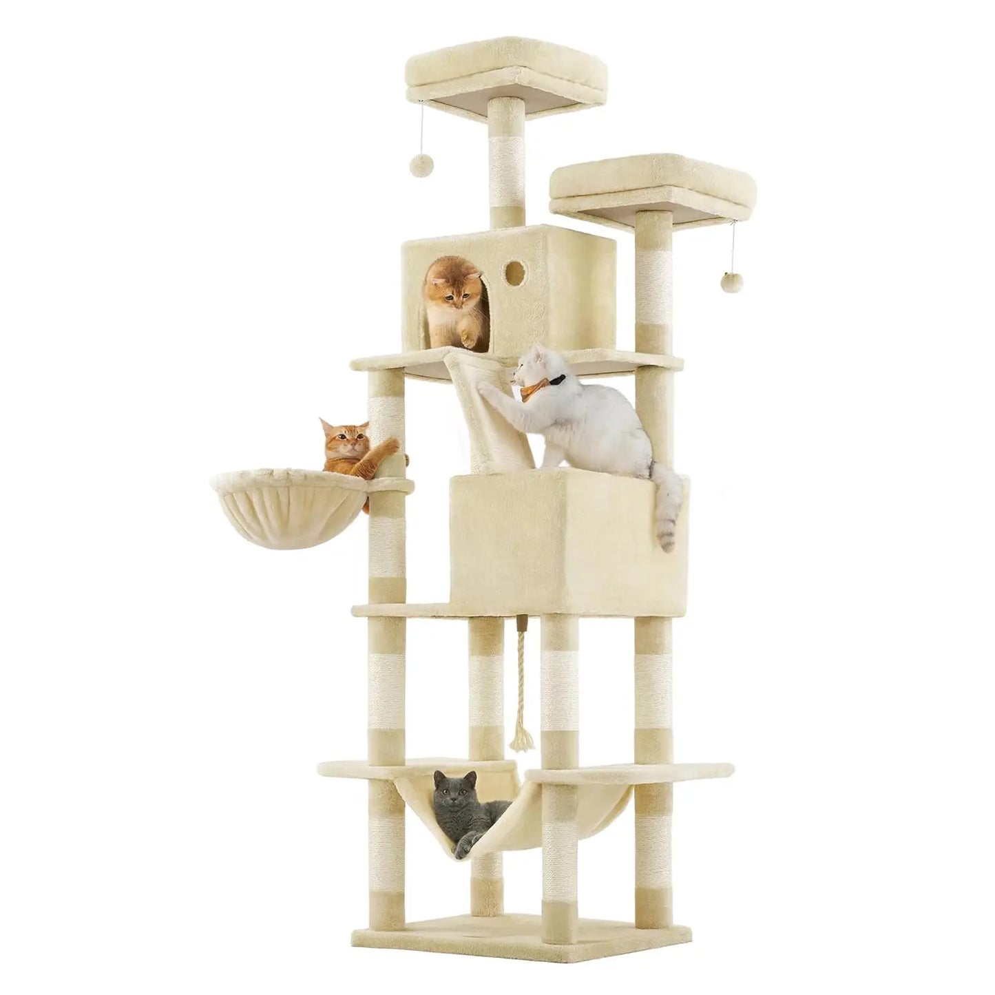 81.1-Inch Large Cat Multi-Level Plush Condo