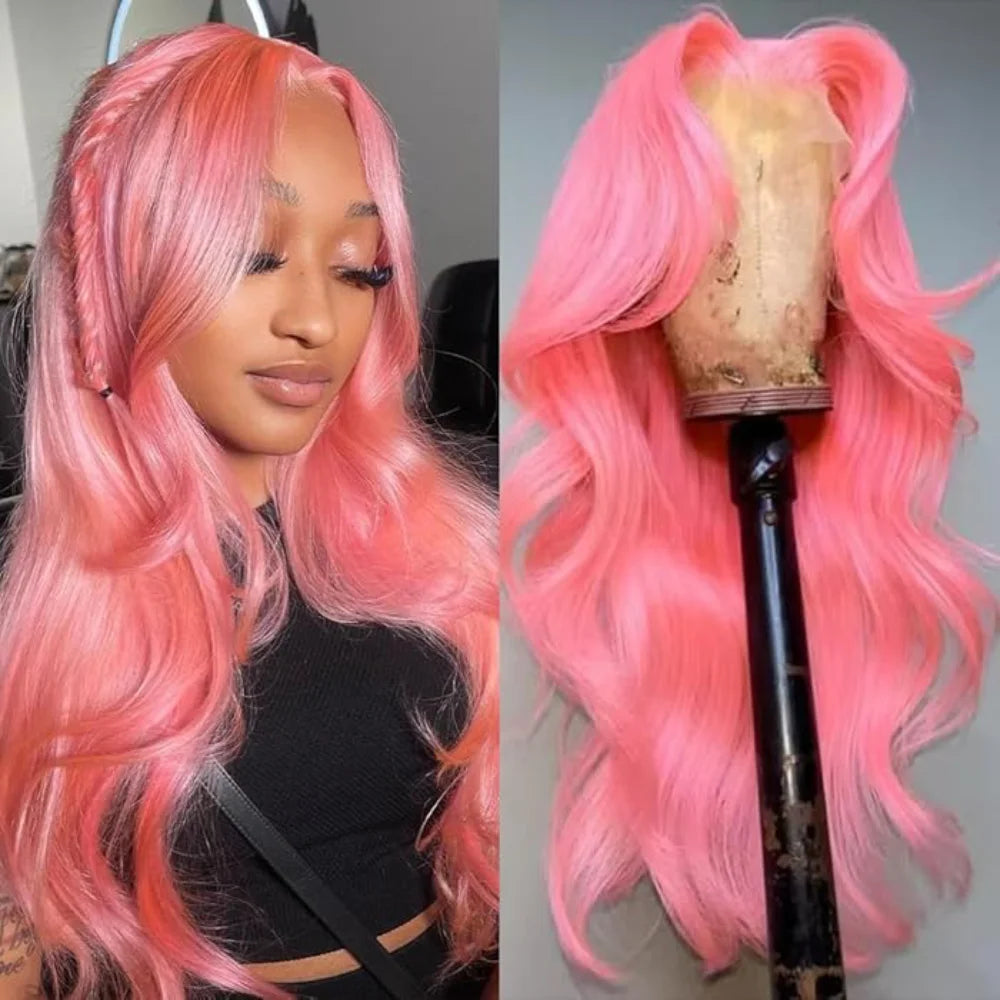 Pink Lace Front Wig Human Hair 13x4