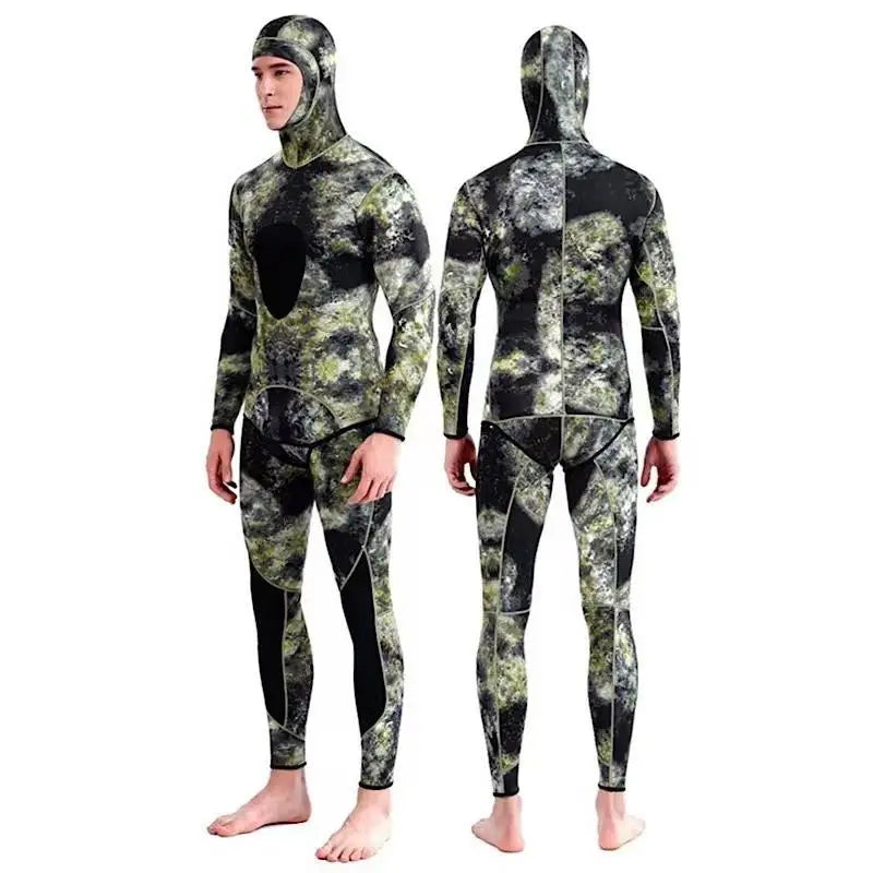 3mm Camouflage Top and Pants Two-piece Hooded Diving Suit